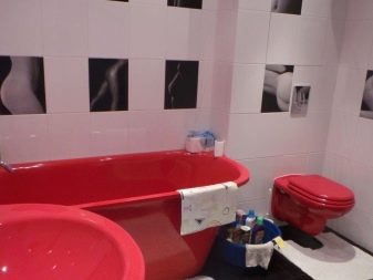 Червона ванна (46 фото): особливості дизайну кімнати в червоному кольорі