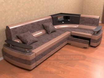 Дивани з баром (50 фото): кутові і прямі дивани з барною стійкою і міні-баром в кутку, барний диван-трансформер з підсвічуванням і інші моделі