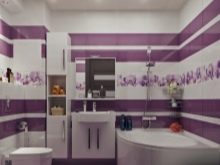 Фіолетова плитка у ванну кімнату: темно-фіолетова плитка з квітами і інші варіанти дизайну і відтінків. Плюси і мінуси