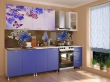Кухні з фотодруком (54 фото): кухонні гарнітури з фотодруком на фасадах, «Орхідея» і «Кава», «Метелики» та інші малюнки