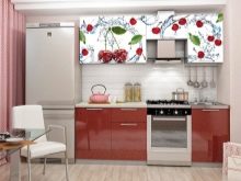 Кухні з фотодруком (54 фото): кухонні гарнітури з фотодруком на фасадах, «Орхідея» і «Кава», «Метелики» та інші малюнки