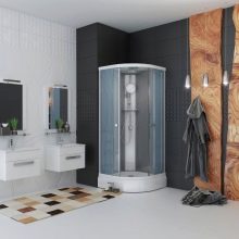 Кутові душові кабіни з низьким піддоном: кабіни 70х70 см і 80х80 см, 90х90 см і 100х100 см, інші моделі