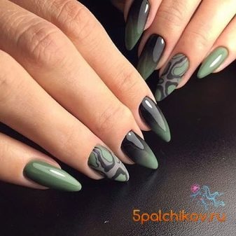 Оливковий манікюр (32 фото): ідеї оформлення нігтів оливковою кольором