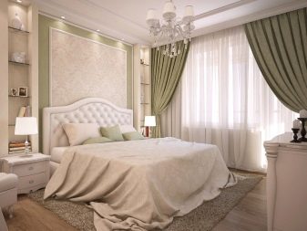 Штори в бежеву спальню (33 фото): шпалери бежевого кольору і штори коричневих тонів, інші ідеї