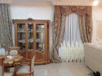 Штори в бежеву вітальню (50 фото): штори в коричнево-, шоколадно-, блакитно-бежевих та інших тонах в інтер’єрі бежевого залу