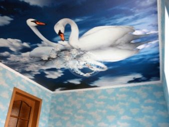 Стелі з малюнком в зал (39 фото): який візерунок на стелю вибрати для вітальні?