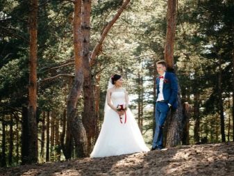 Весільна фотосесія на природі (51 фото): ідеї для зйомки в лісі і в полі у день весілля для нареченого і нареченої