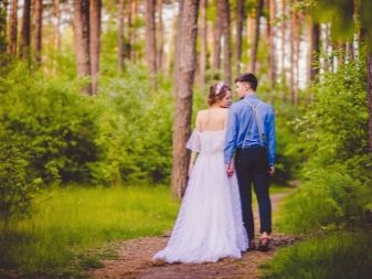 Весільна фотосесія на природі (51 фото): ідеї для зйомки в лісі і в полі у день весілля для нареченого і нареченої