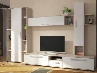 Біла модульні меблі для вітальні: дизайн глянсових і матових модульних систем в білих тонах