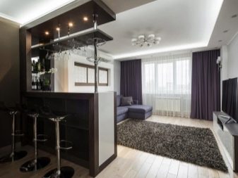 Барна стійка у вітальні (50 фото): дизайн барної стійки в залі квартири, барні стійки в інтер’єрі замість перегородки, варіанти декору