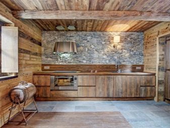 Декоративний камінь на кухні (64 фото): оздоблення стін штучним каменем і шпалерами в інтер’єрі, внутрішня обробка каменем і кахлями і інші варіанти дизайну