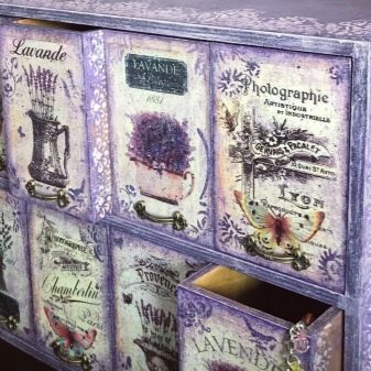 Декупаж комода (29 фото): декорування старого комода в домашніх умовах в стилі прованс, заготовки для декупажу своїми руками