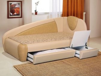 Дивани з ящиком для білизни: розсувний вперед і розкладні кутові дивани з двома білизняними ящиками, інші моделі