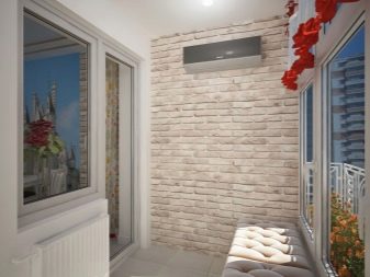 Дизайн балкона з цегляною стіною (57 фото): варіанти обробки лоджії білим і іншого кольору цеглою. Як облагородити кладку?