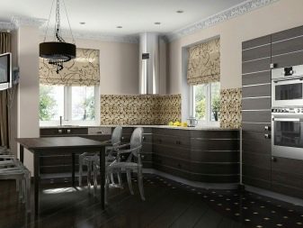 Кухні венге (75 фото): поєднання кухонного гарнітура венге з білим і бежевим, приклади дизайну інтер’єру з кутовою кухнею кольору венге