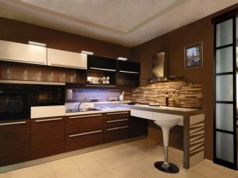 Кухні венге (75 фото): поєднання кухонного гарнітура венге з білим і бежевим, приклади дизайну інтер’єру з кутовою кухнею кольору венге